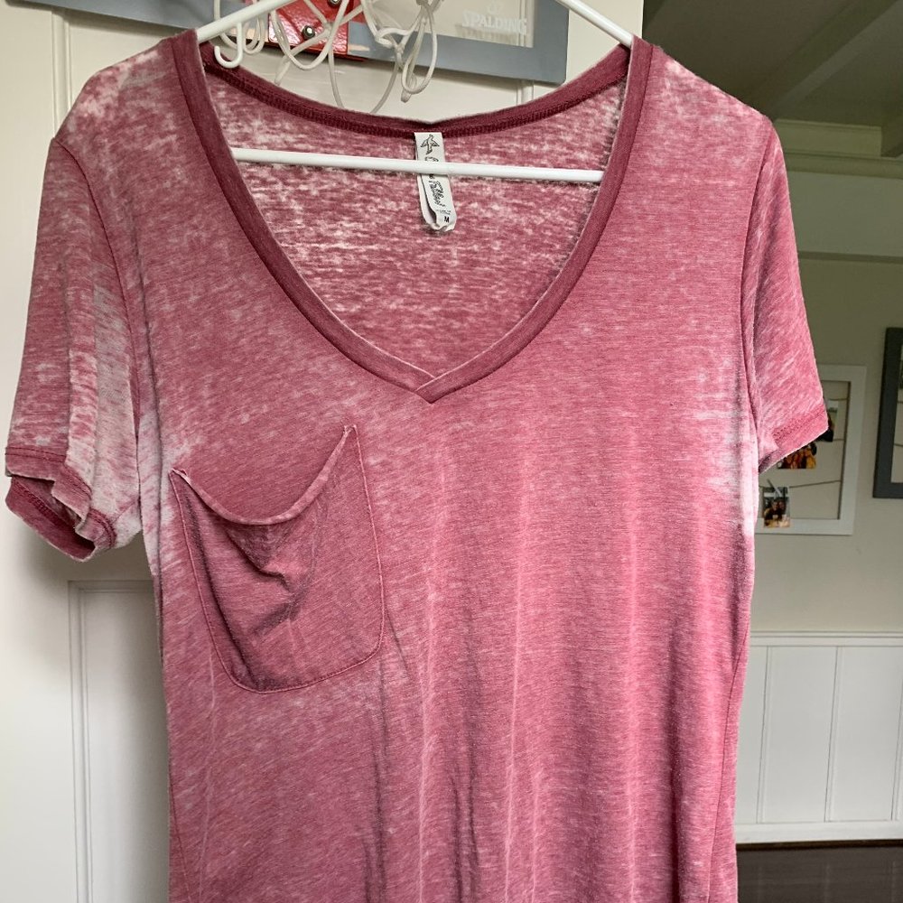 Women's Maroon T-Shirt with front pocket